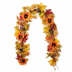 Glitzhome® 6ft. Fall Sunflower, Maple Leaf & Berry Garland