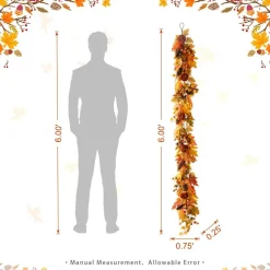 Glitzhome® 6ft Fall Velvet Pumpkin, Pinecone & Berry Garland