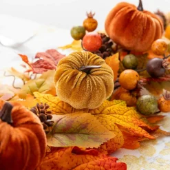 Glitzhome® 6ft Fall Velvet Pumpkin, Pinecone & Berry Garland