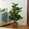 Glitzhome® 3.5ft. Faux Fiddle Leaf Fig Tree in Pot