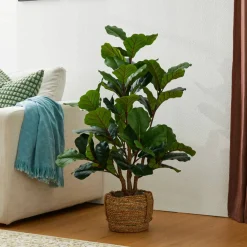 Glitzhome® 3.5ft. Faux Fiddle Leaf Fig Tree in Pot