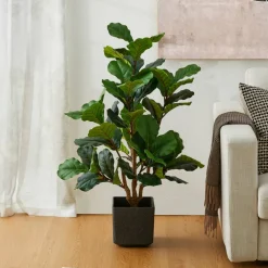 Glitzhome® 3.5ft. Faux Fiddle Leaf Fig Tree in Pot