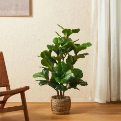 Glitzhome® 3.5ft. Faux Fiddle Leaf Fig Tree in Pot