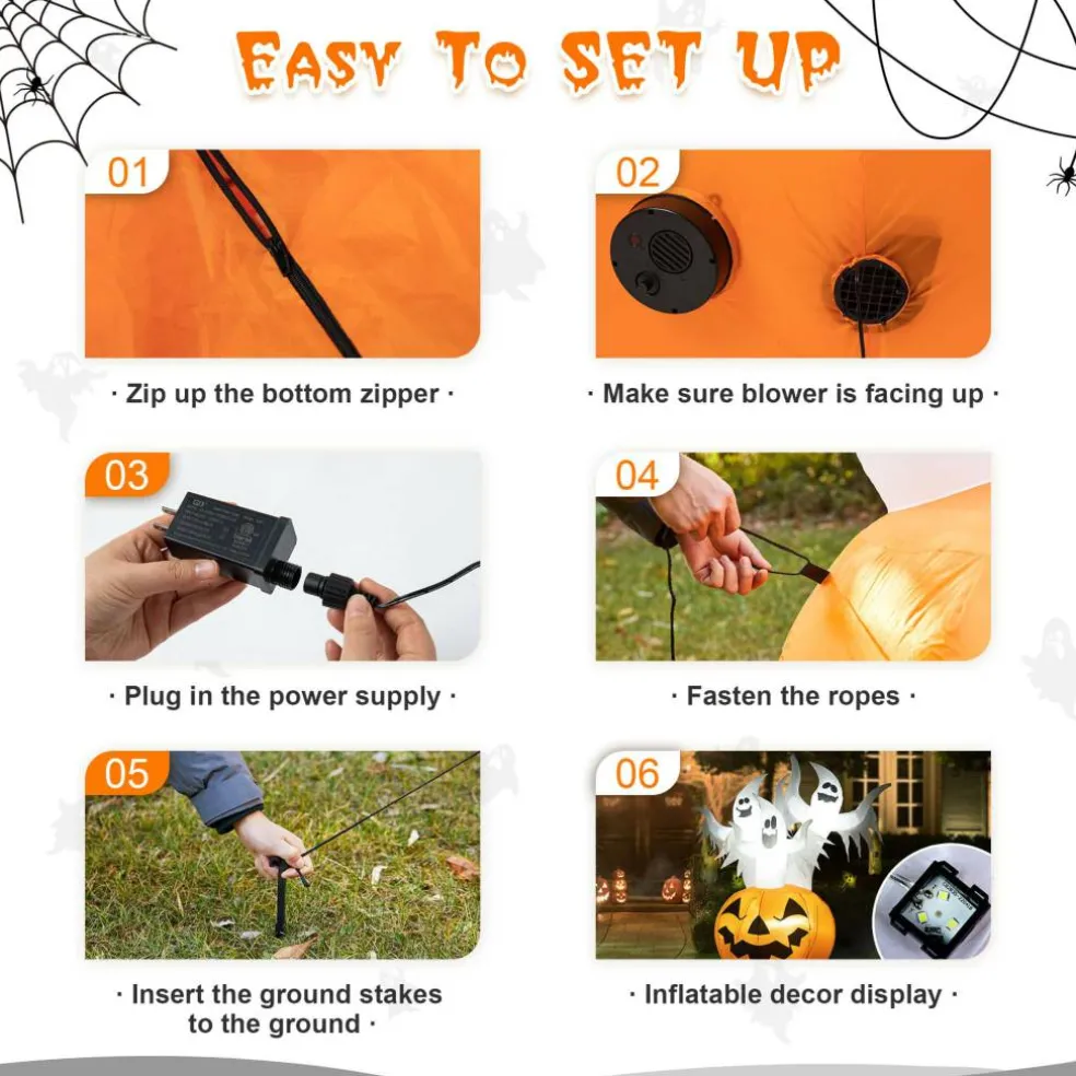 Glitzhome® 6ft. Lighted 3 Ghosts In Jack-O'-Lantern Pumpkin with Scream Inflatable Décor