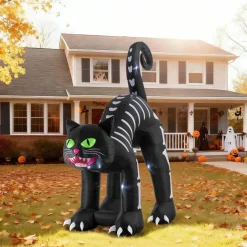 Glitzhome® 11FT Lighted Inflatable Giant Skeleton Cat Decor
