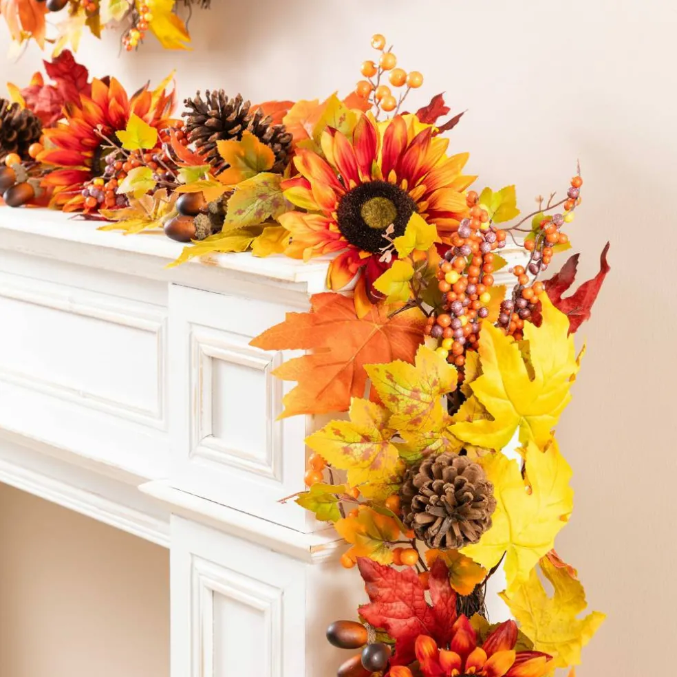 Glitzhome® 12ft Oversized Fall Sunflower Garland