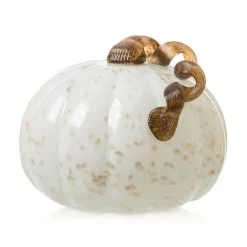 Glitzhome® Glass Pumpkin, Golden & White
