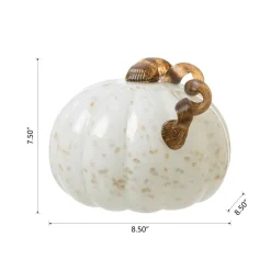 Glitzhome® Glass Pumpkin, Golden & White