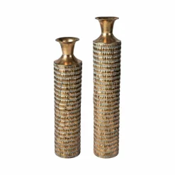 Glitzhome®  Gold Embossed Verdigris Metal Floor Vases Set