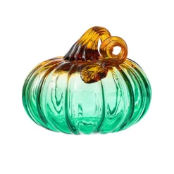 Glitzhome® 5.75" Gradient Turquoise Glass Pumpkin