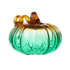 Glitzhome® 5.75" Gradient Turquoise Glass Pumpkin