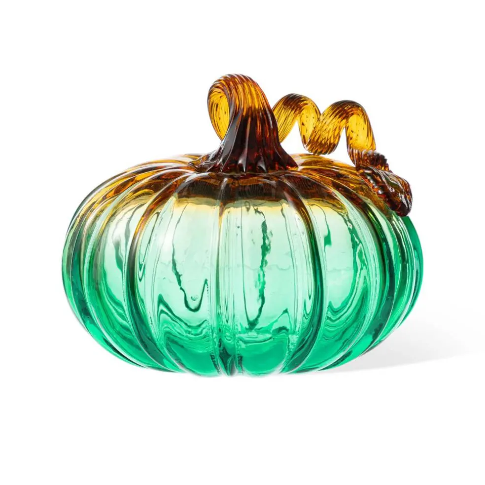 Glitzhome® 5.75" Gradient Turquoise Glass Pumpkin