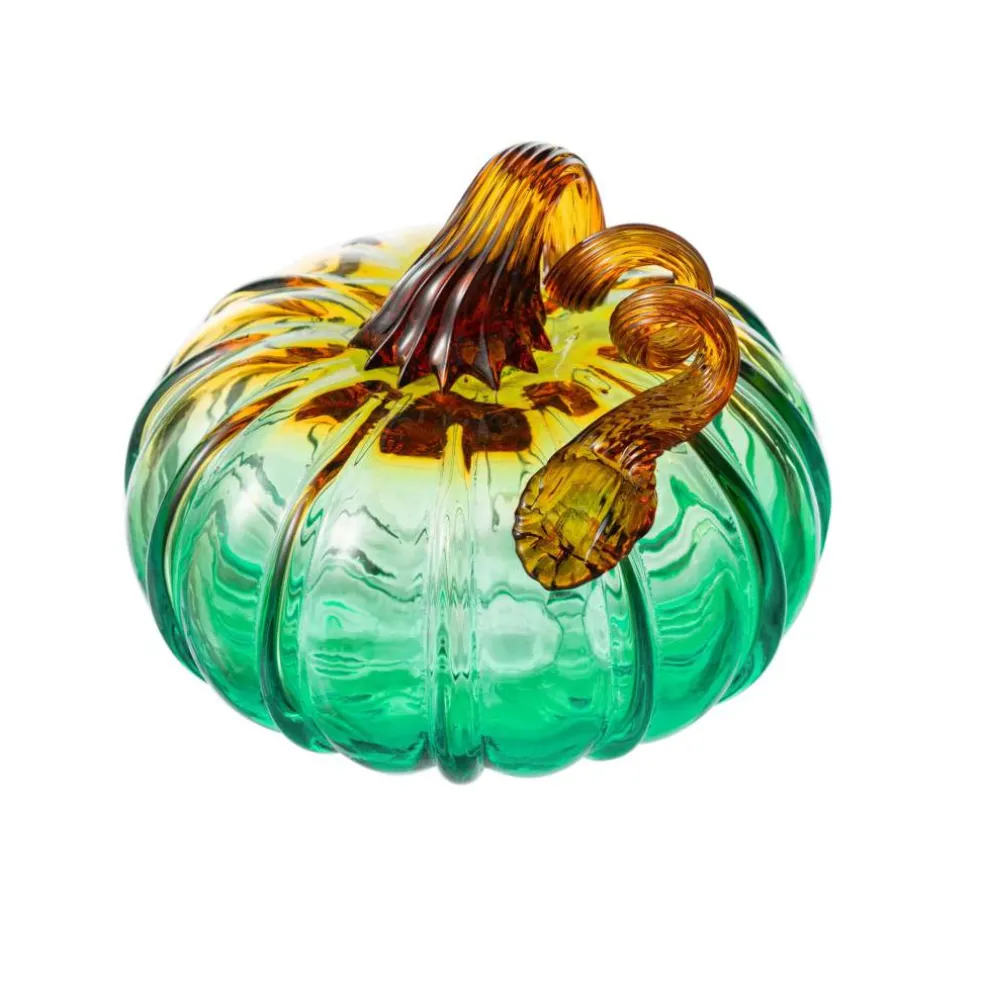 Glitzhome® 5.75" Gradient Turquoise Glass Pumpkin