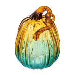 Glitzhome® 7" Gradient Turquoise Glass Pumpkin