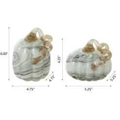 Glitzhome® Gray Marble Glass Pumpkin Set