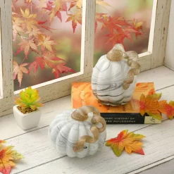 Glitzhome® Gray Marble Glass Pumpkin Set
