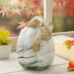 Glitzhome® Gray Marble Glass Pumpkin Set