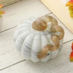 Glitzhome® Gray Marble Glass Pumpkin Set