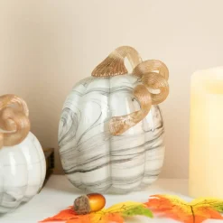 Glitzhome® Gray Marble Glass Pumpkin & Gourd Set