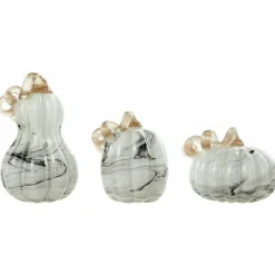 Glitzhome® Gray Marble Glass Pumpkin & Gourd Set