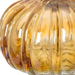 Glitzhome® Green & Amber Crackle Glass Short Pumpkin Set