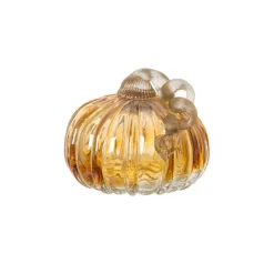 Glitzhome® Green & Amber Crackle Glass Short Pumpkin Set