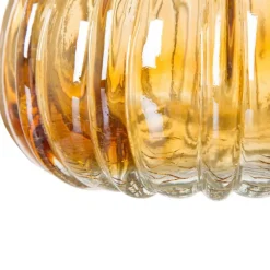 Glitzhome® Green & Amber Crackle Glass Short Pumpkin Set