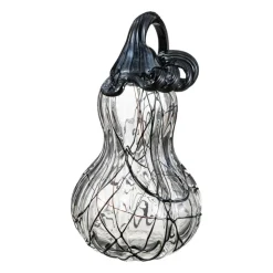 Glitzhome® 9" Halloween Abstract Black and White Glass Gourd