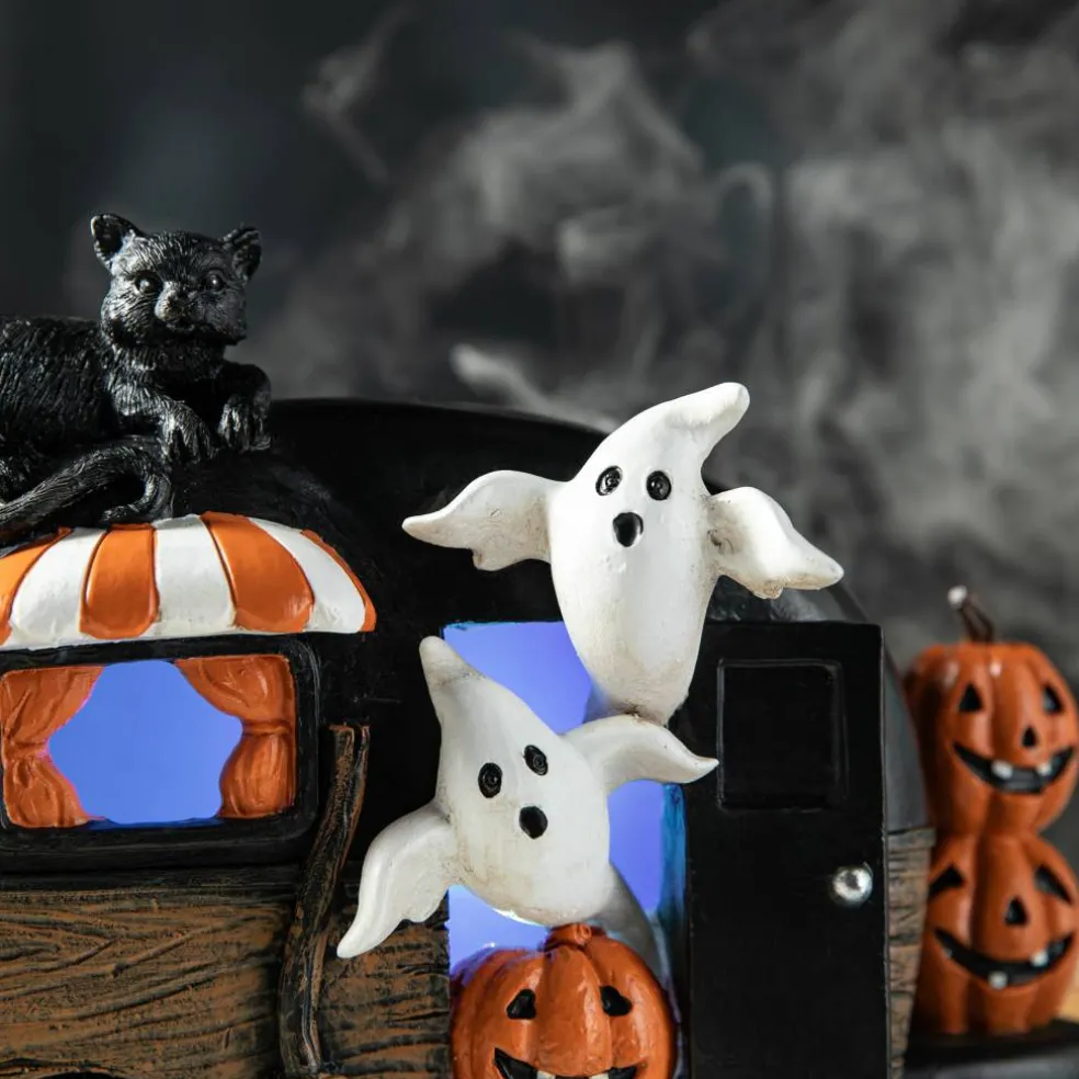 Glitzhome® 9.25" Halloween Lighted Camper Table Décor with Timer