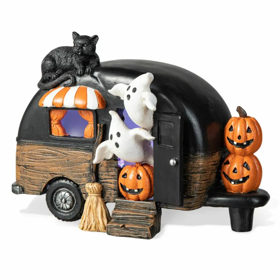Glitzhome® 9.25" Halloween Lighted Camper Table Décor with Timer