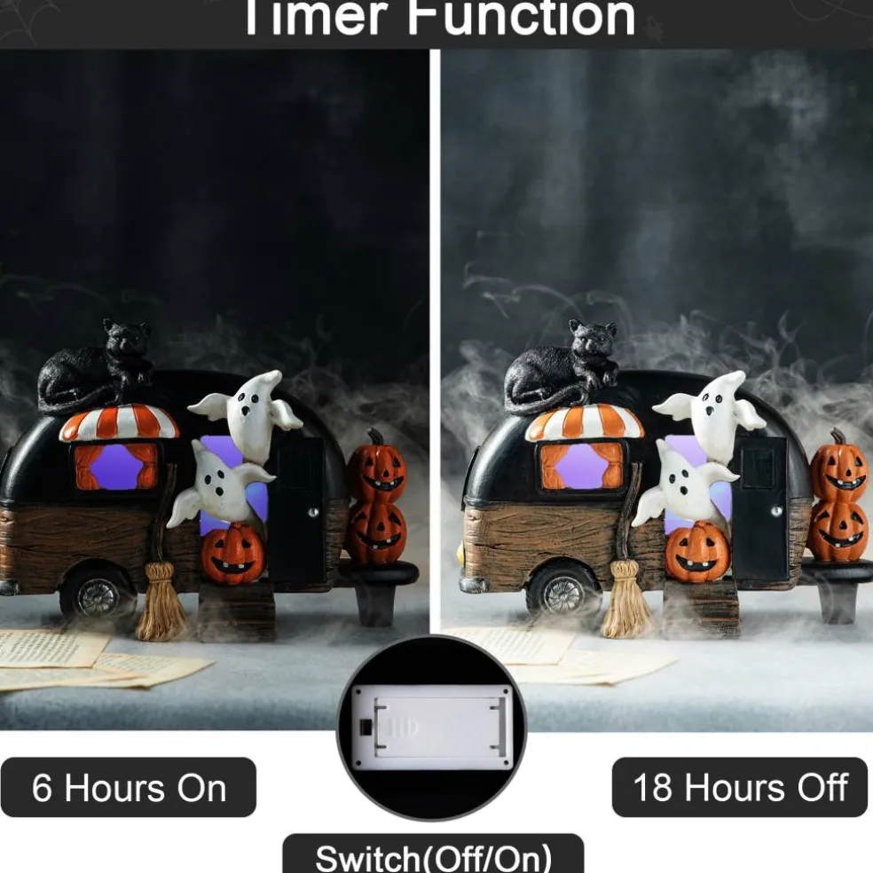 Glitzhome® 9.25" Halloween Lighted Camper Table Décor with Timer