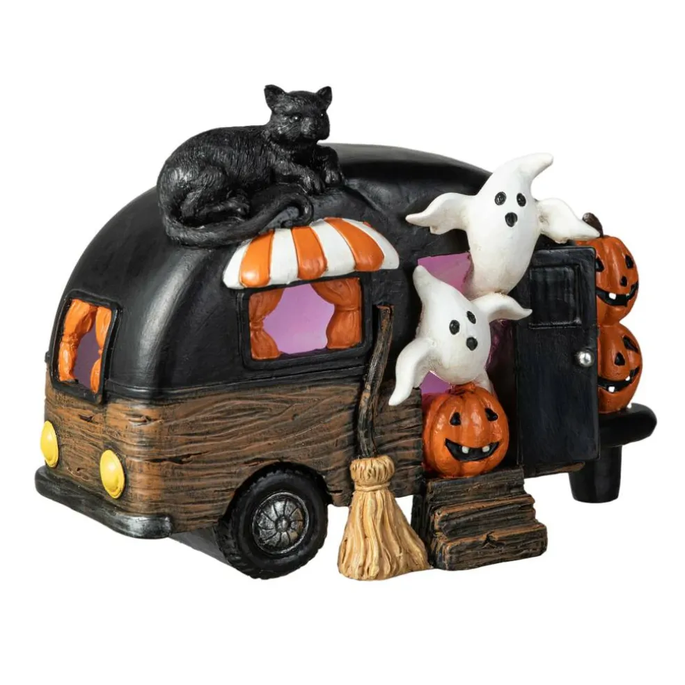 Glitzhome® 9.25" Halloween Lighted Camper Table Décor with Timer