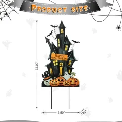 Glitzhome® 32" Halloween Metal Haunted House Yard Stake