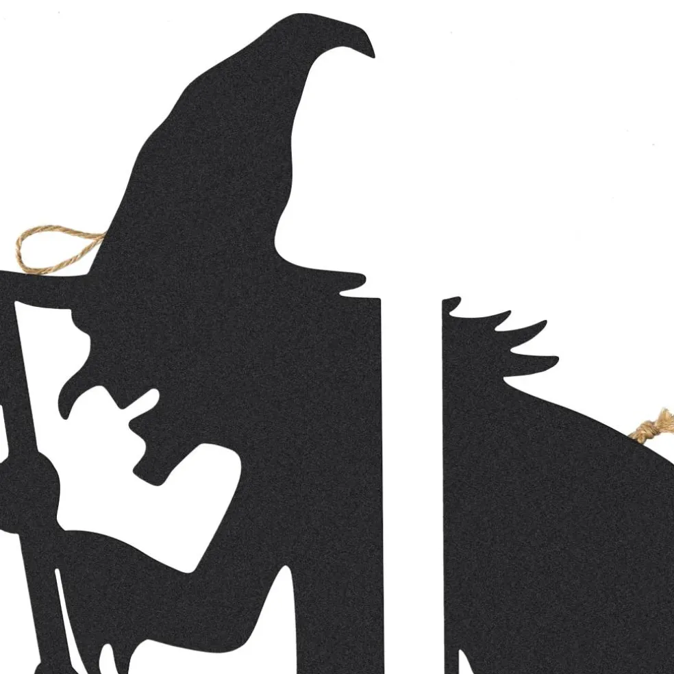 Glitzhome® 34.5" Halloween Metal Silhouette Witches With Cauldron Yard Stake Set