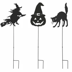 Glitzhome® 36" Halloween Metal Silhouette Yard Stake Or Hanging Décor Set
