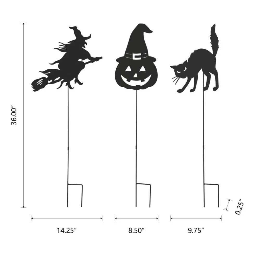 Glitzhome® 36" Halloween Metal Silhouette Yard Stake Or Hanging Décor Set