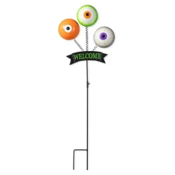 Glitzhome® 35.25" Halloween Metal "WELCOME" Spring Eyeballs Yard Stake