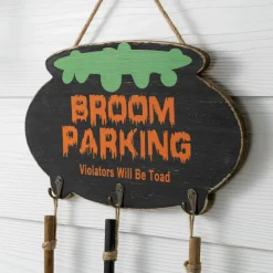Glitzhome® 37" Halloween Wooden Cauldron and Broom Porch Decor