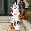 Glitzhome® 37.5" Halloween Wooden Stacked Ghost Porch Décor