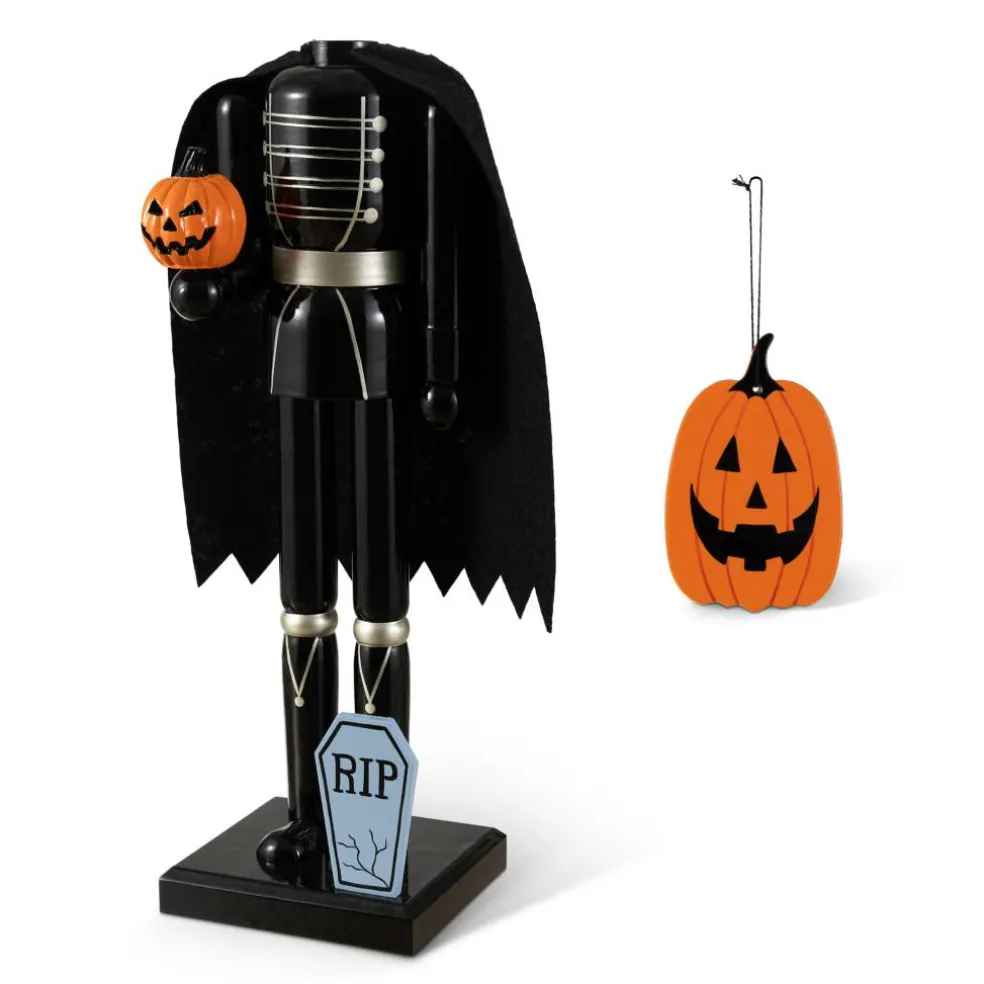 Glitzhome® 14.5" Halloween Wood Headless Horseman with Ornament Nutcracker