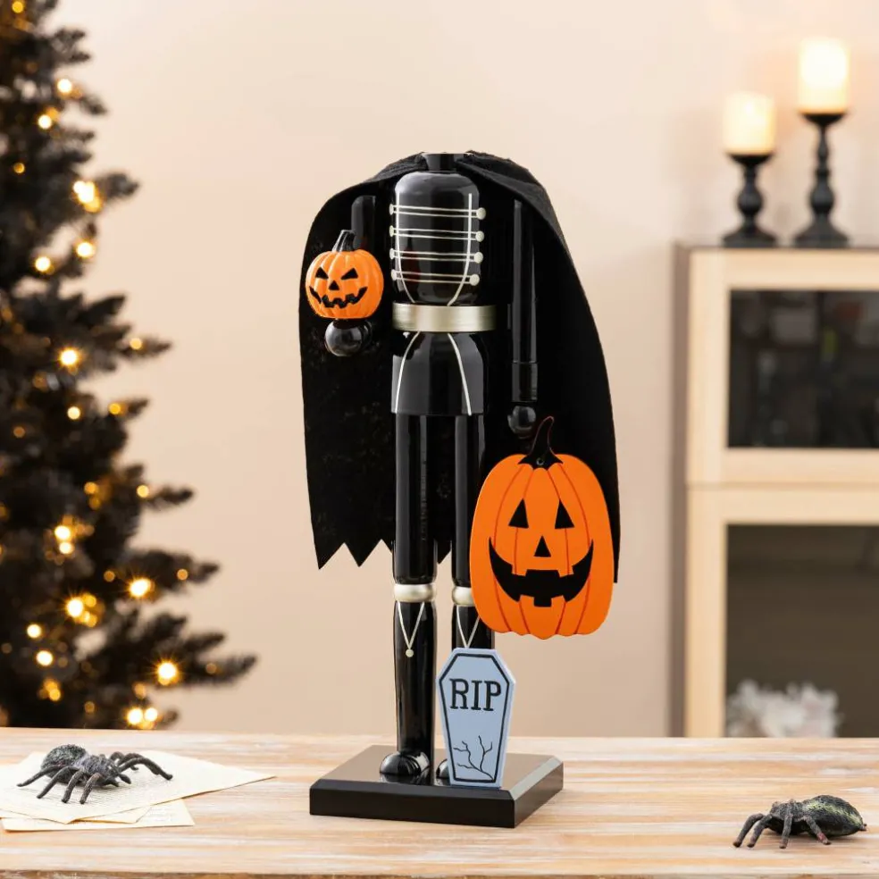 Glitzhome® 14.5" Halloween Wood Headless Horseman with Ornament Nutcracker
