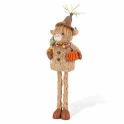 Glitzhome® 25"H-35" Fall Fabric Highland Cow Porch Decor With Telescoping Legs