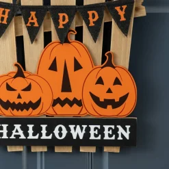 Glitzhome® 14"H Halloween Wood Jack O Lantern Door Hanger
