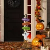 Glitzhome® 41.75"H Lighted Halloween Wooden Ghost's Broom Porch Decor