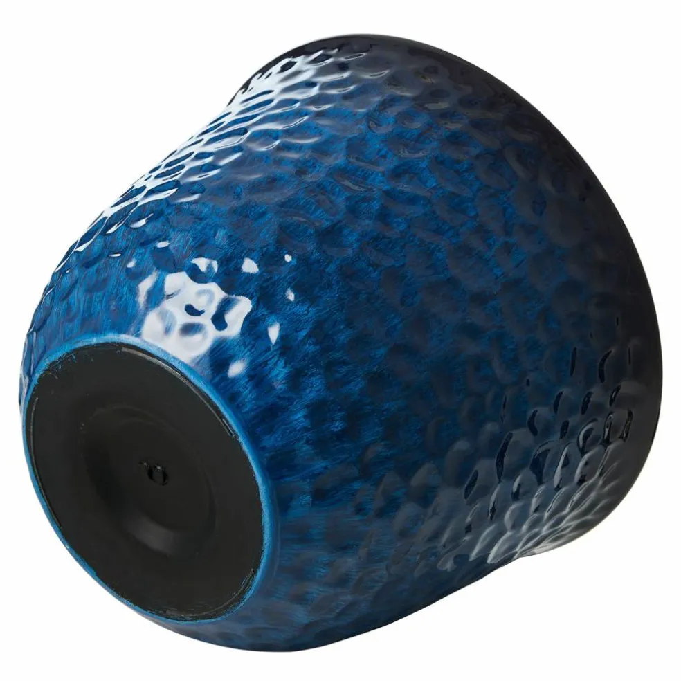 Glitzhome® 15.25" Honeycomb Textured Cobalt Blue Faux Ceramic Plastic Planters, 2ct.