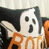 Glitzhome® 14" Hooked Halloween Ghost "BOO" Pillow
