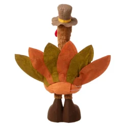 Glitzhome® Lighted Fabric Turkey Standing Décor with Telescoping Legs & Timer