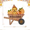 Glitzhome® 36.25" Lighted Fall Pumpkin Wheel Barrow Outdoor Decor with Warm White LED Lights