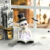 Glitzhome® 10" Lighted Halloween Resin Skull Reading Book Table Décor