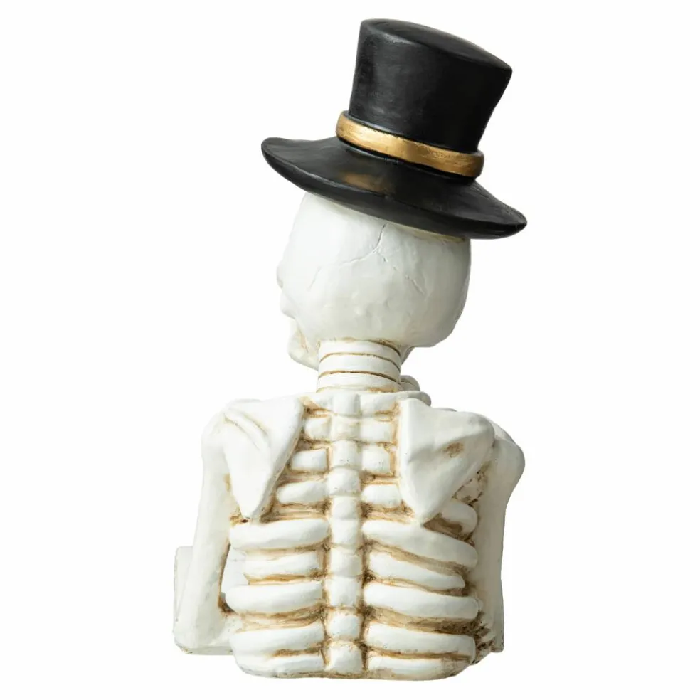 Glitzhome® 10" Lighted Halloween Resin Skull Reading Book Table Décor